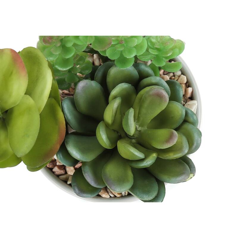 Artificial Succulent Plants Set of 2, 7 Inch Faux Greenery Decor, Indoor Tabletop Potted Plants, Decorative Green Plants