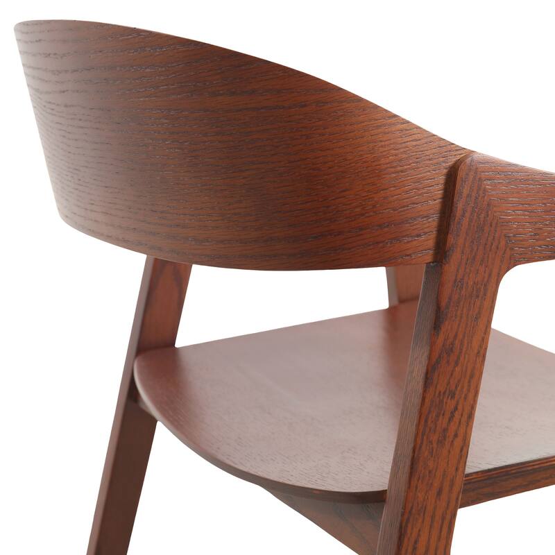 Rivo Modern Accent Dining Chairs with Arms in Oak Wood for Dining Room, Living Room and Kitchen