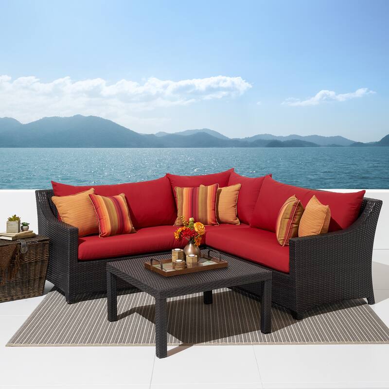 Deco 4 Piece Sunbrella Outdoor Patio Sectional & Table