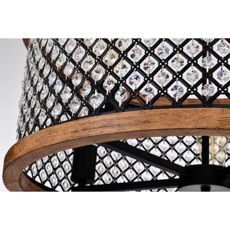Pomine 24 Inch Modern Crystal Shade Semi Flush Mount 5-Light