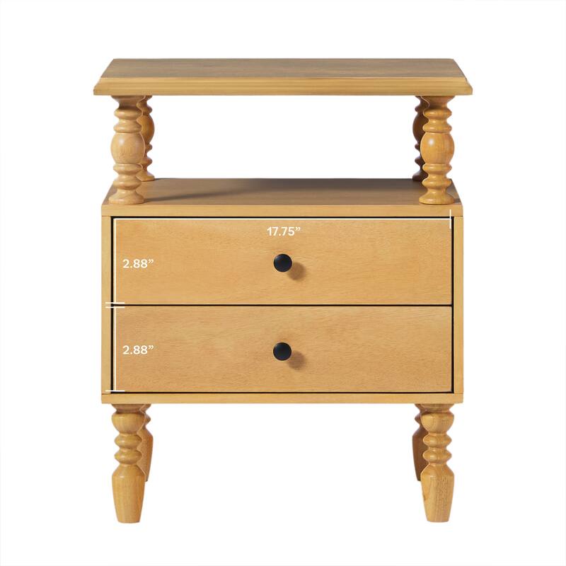 Walker Edison Spindle King Bed with 2-Drawer Nightstands Bedroom Set