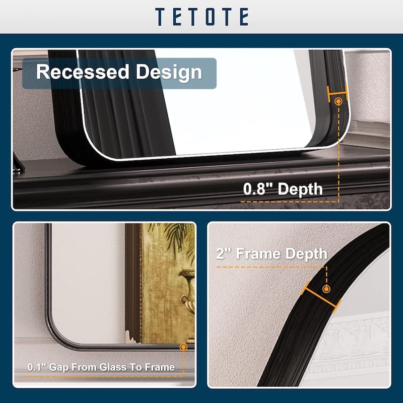 TETOTE Modern Arch Bathroom Wall Mounted Vanity Mirrors