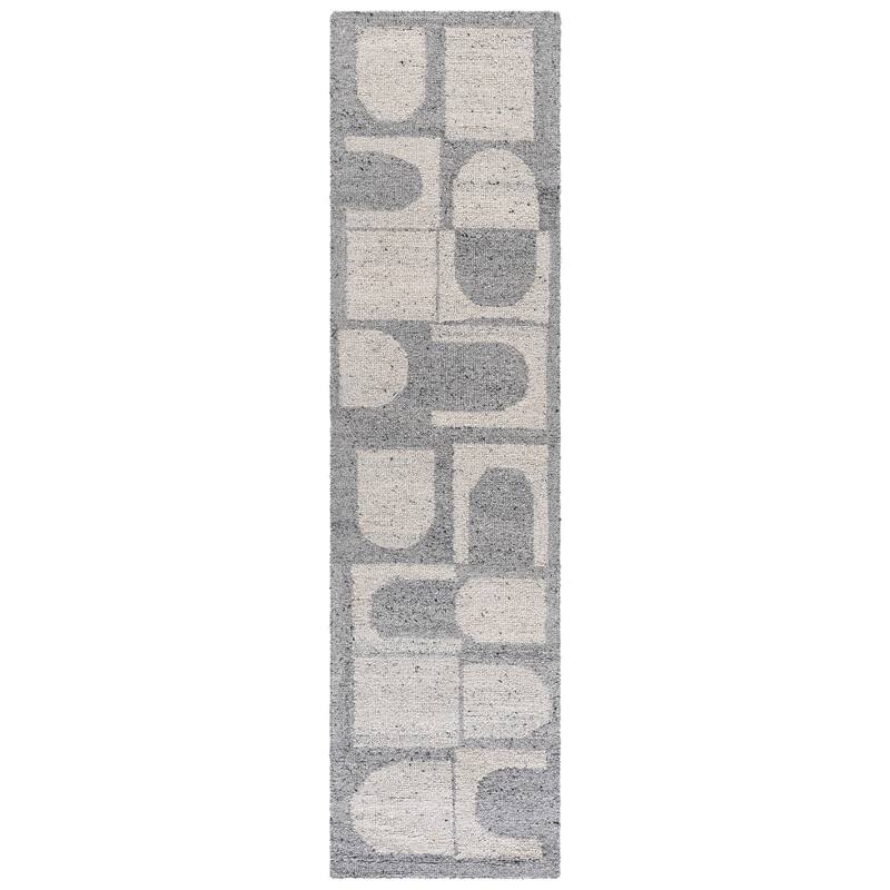 SAFAVIEH Handmade Harvest Poldi Wool Rug - 2'3" x 9' Runner - Silver/Grey