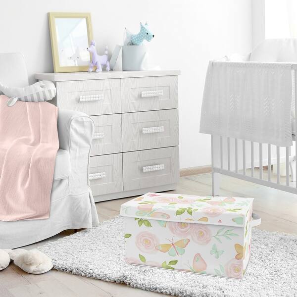 Butterfly Floral Rose Girl Kids Fabric Toy Bin Storage - Blush Pink Mint  White Shabby Chic Watercolor Boho Butterflies Garden - Bed Bath & Beyond -  34488021