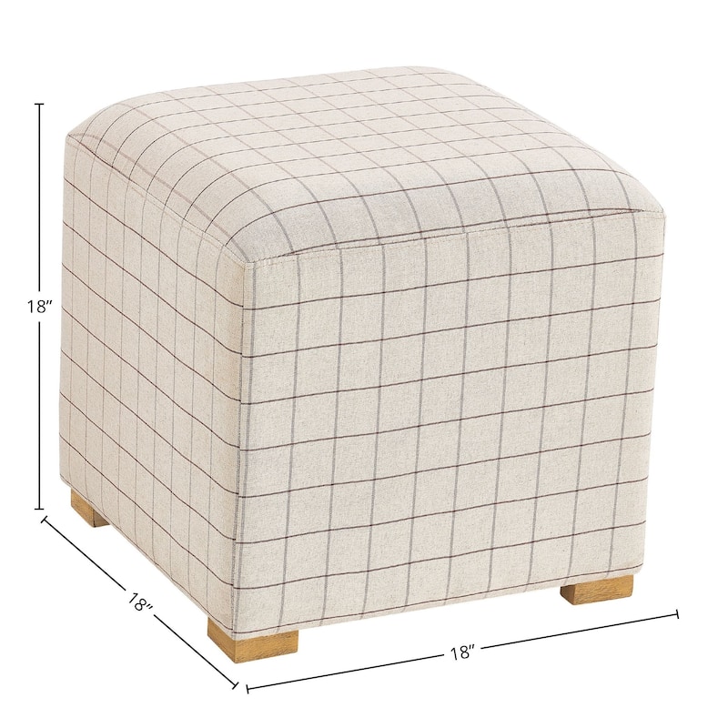 Posh Upholstered Ottoman, Brown Check