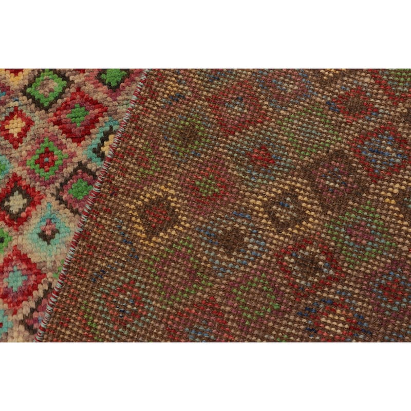 Modern Balochi Ponce Brown/Red Hand Knotted Wool Rug - 4'0'' x 5'9''