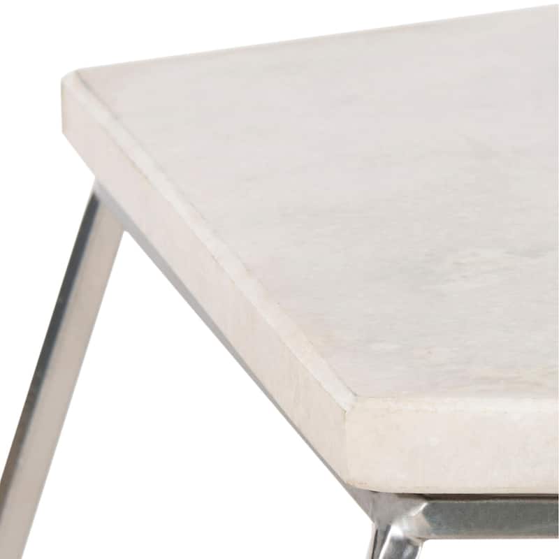SAFAVIEH Larae Modern Pentagon Marble Top Side Table-Silver - 18" x 18" x 18" - 18Wx18Dx18H