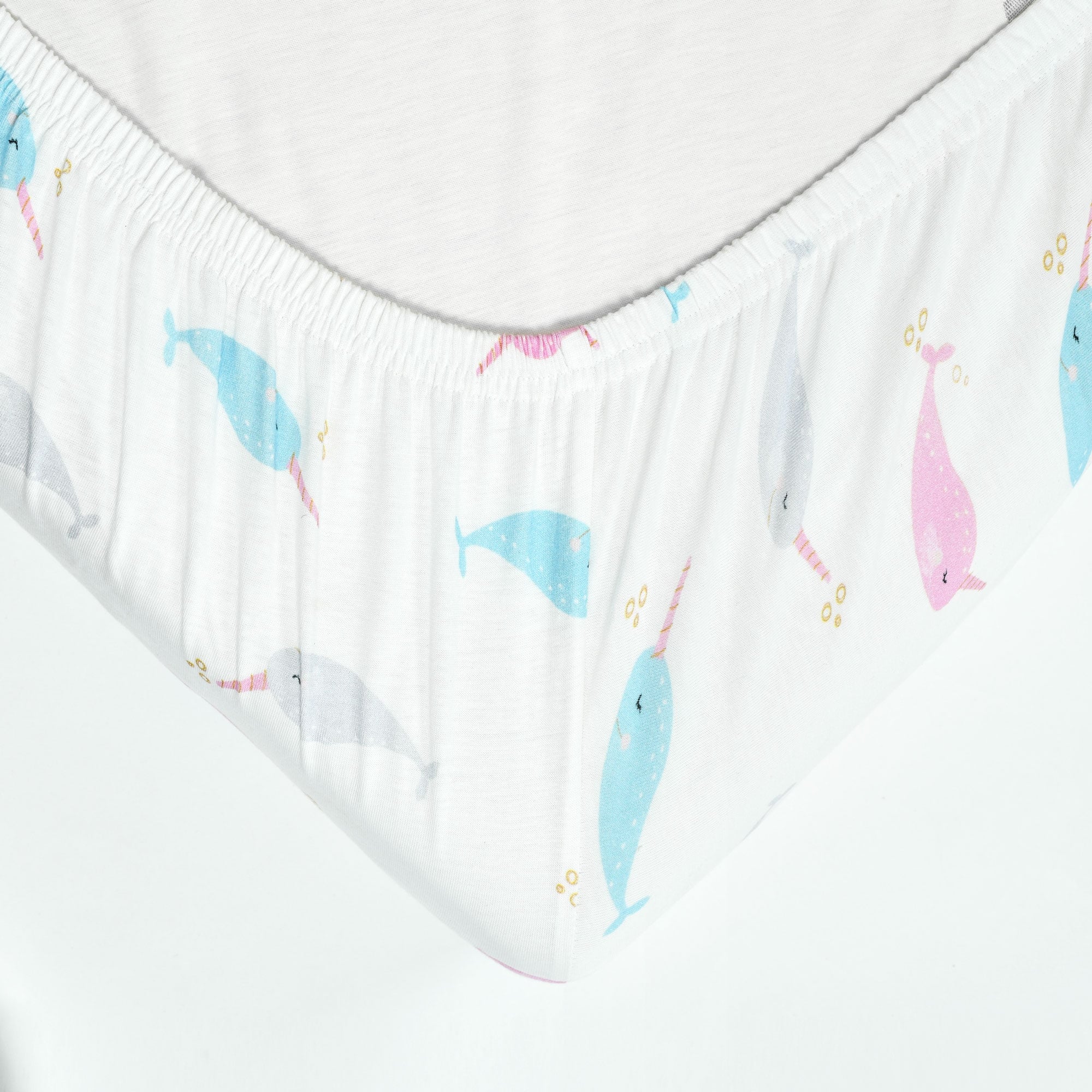 Hello Spud Narwhal Organic Cotton Fitted Crib Sheet 52"x 28" x 9