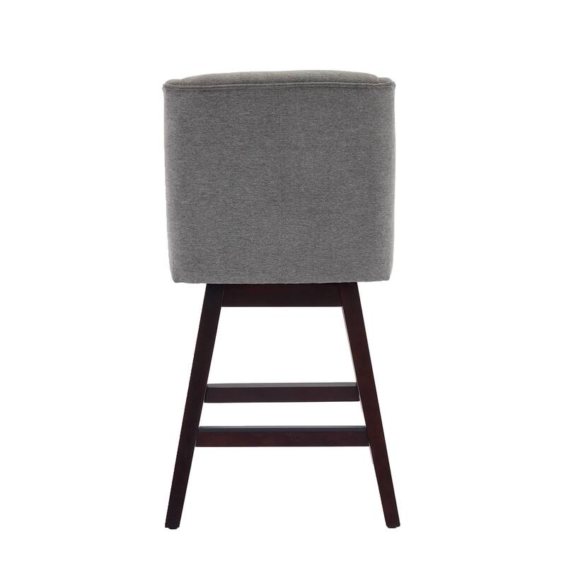 2-Pack Swivel Bar Stools - 360° Rotating Solid Wood and Fabric Stools with Comfortable Cushion