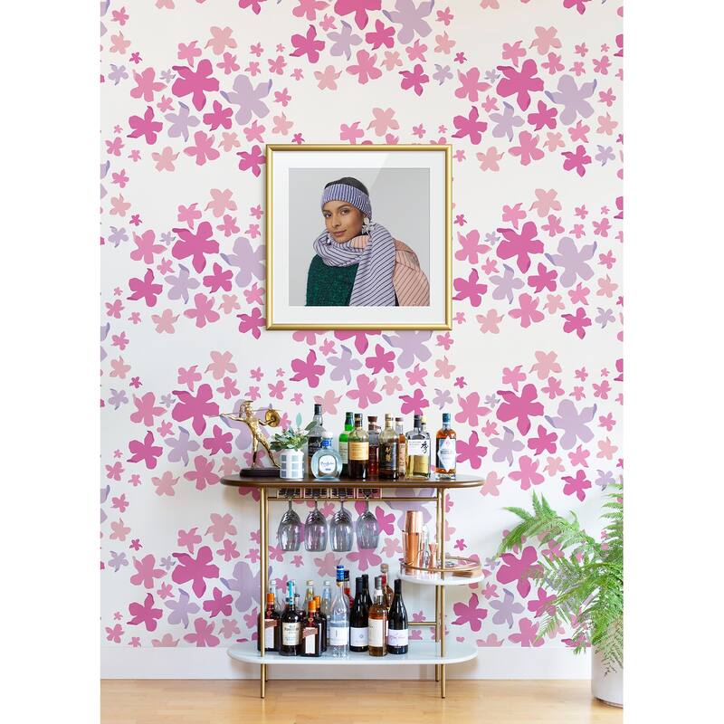 Lele Sadoughi Lele Lillies Pink Peel & Stick Wallpaper