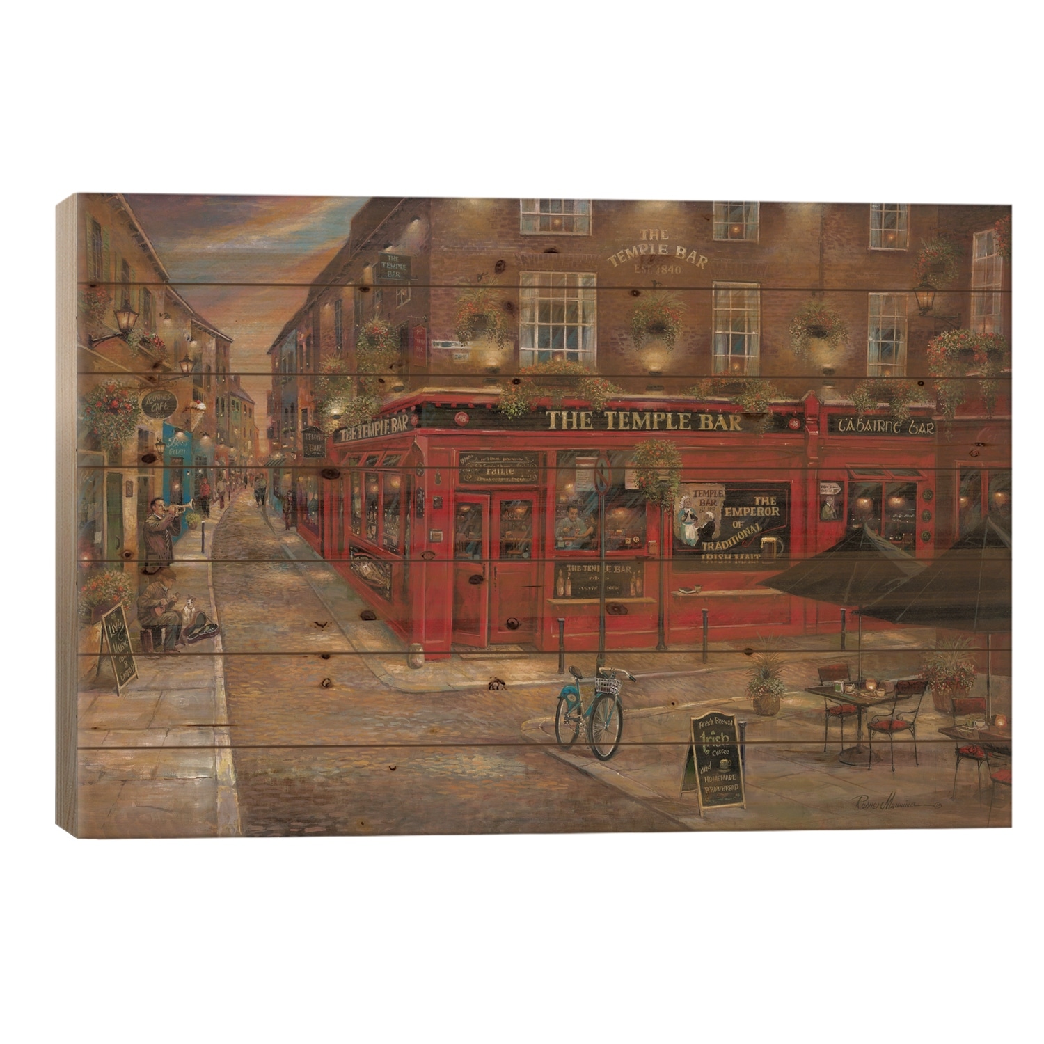 The Temple Bar Print On Wood by Ruane Manning - Multi-Color
