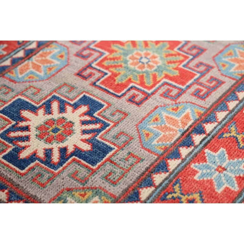 Geometric Kazak Oriental Accent Rug Handmade Wool Carpet - 2'0"x 3'1"