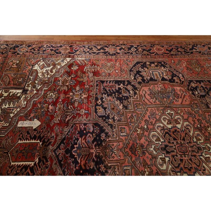 Hand Knotted Oriental 100% Wool Carpet Traditional Medallion Red Heriz Area Rug - 12' 9'' X 10' 0''