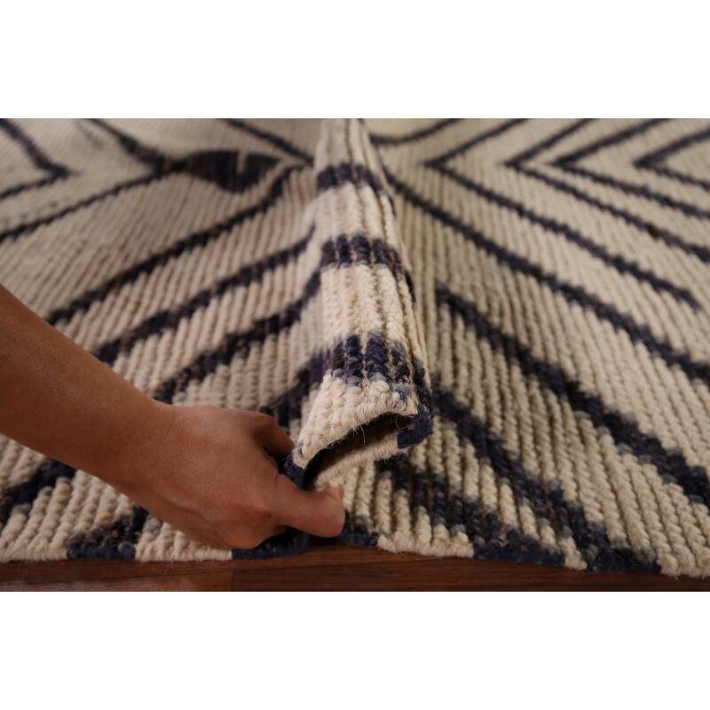 Geometric Moroccan / Modern Area Rug Handmade Wool Carpet - 7'10"x 10'9"