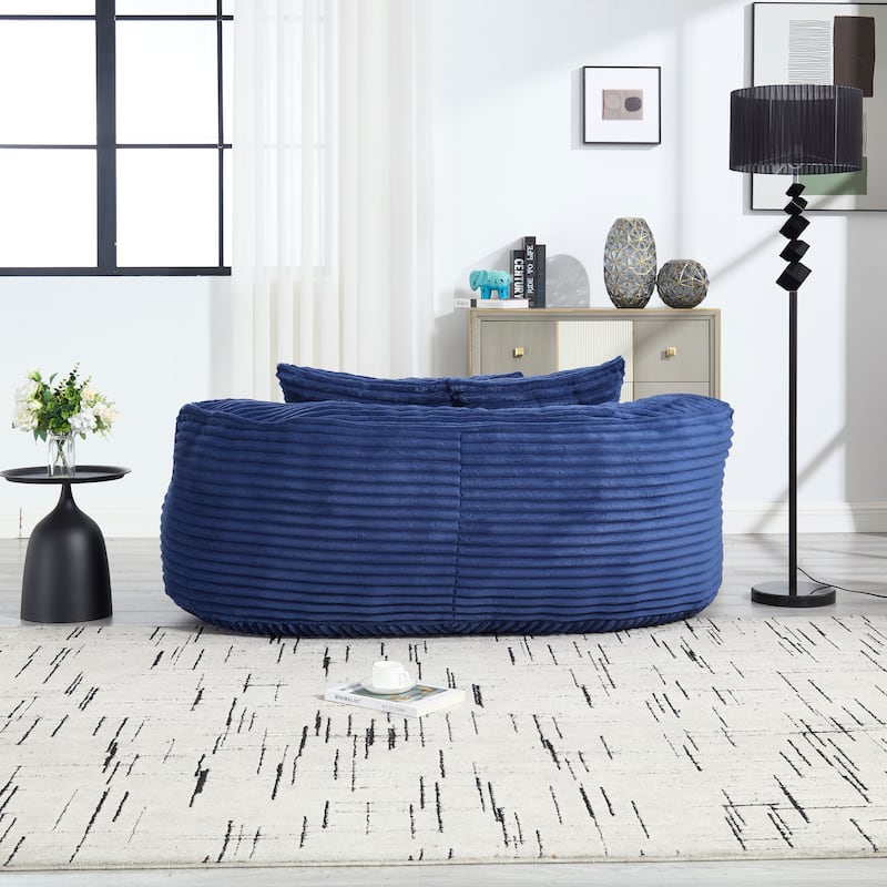 Corduroy Bean Bag Chair, Foam-Filled Lazy Floor Sofa with 3 Pillows, Soft Upholstered Lounge Chair for Adults & Teens