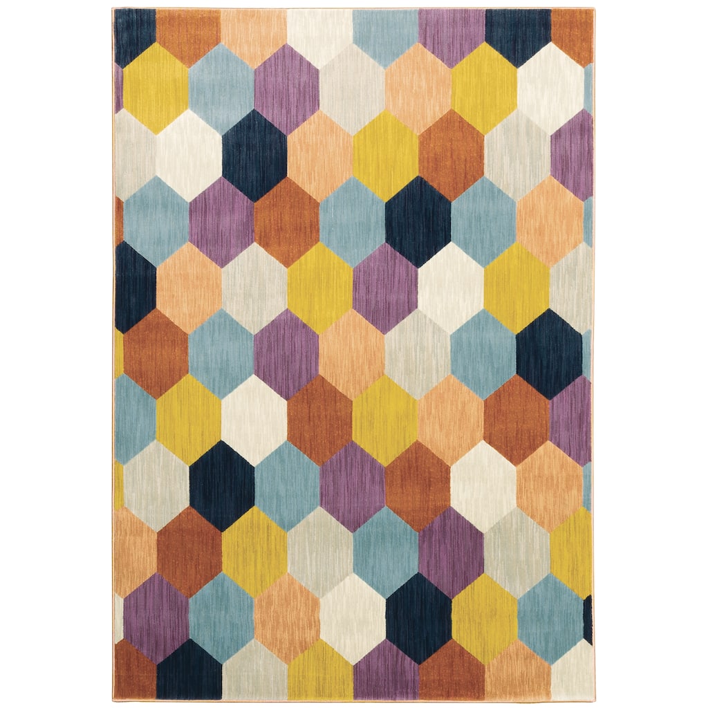 Style Haven Ximena Geometric Hexagon Multi-colored Area Rug