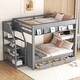preview thumbnail 16 of 22, Convertible Design Full over Full Size Wooden Bunk Bed with Storage Staircase, Bedside Table, and 3 Drawers