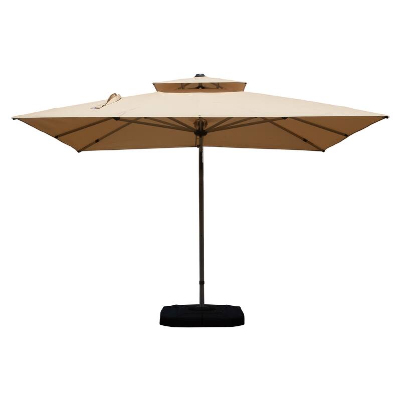 9ft Aluminum Cantilever Patio Umbrella with 360° Rotation & Adjustable Tilt - Beige