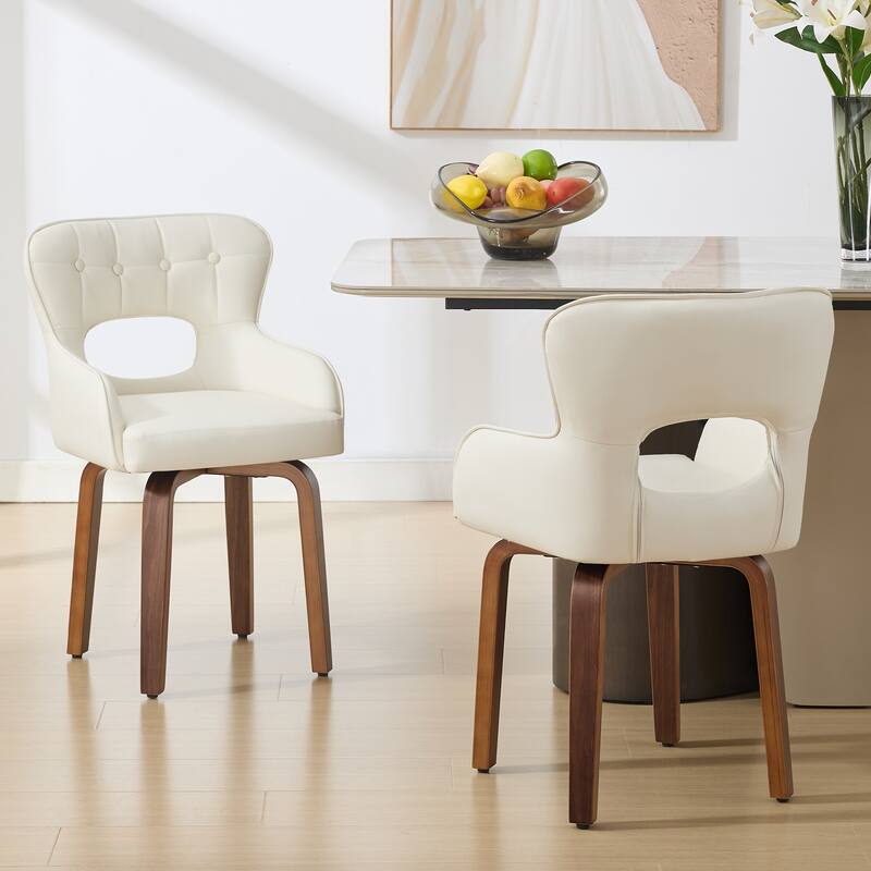 Swivel Dining Chairs Set of 2, Faux Leather Upholstered Kitchen Chairs