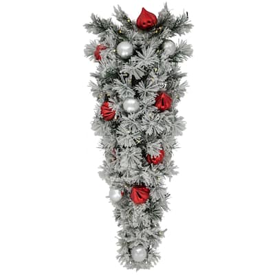 3' Snowy Bristle Pine Artificial Christmas Swag, Warm White LED Lights