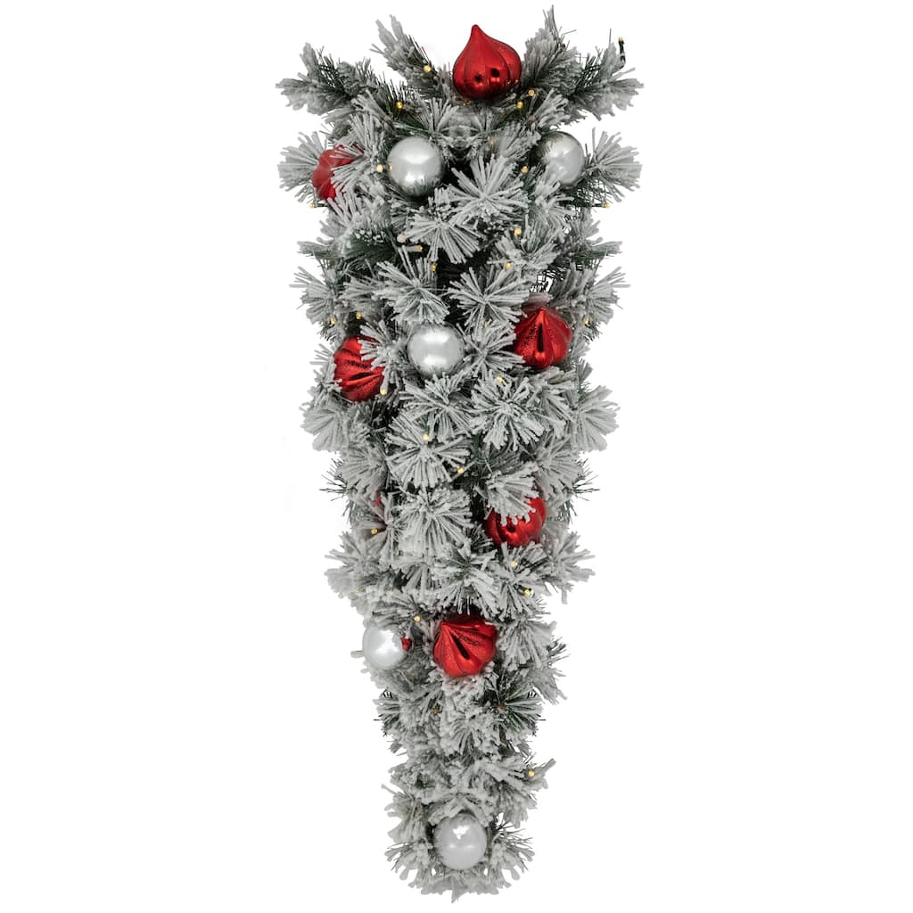 3' Snowy Bristle Pine Artificial Christmas Swag, Warm White LED Lights