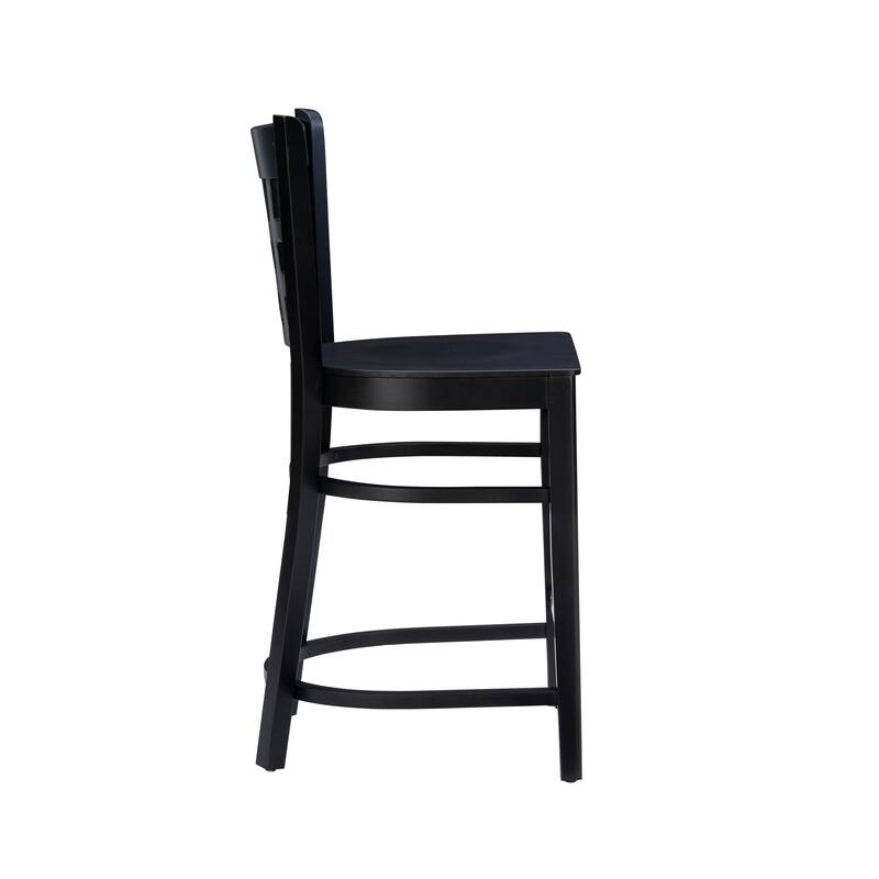 Linon Levan Counter Stool Black Wood Seat Set Of 2