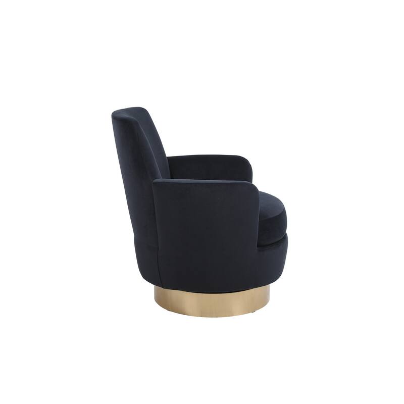 Swivel Accent Chairs Armchair for Living Room, Reading Chairs , Round Barrel Chairs with Gold Stainless Steel Base
