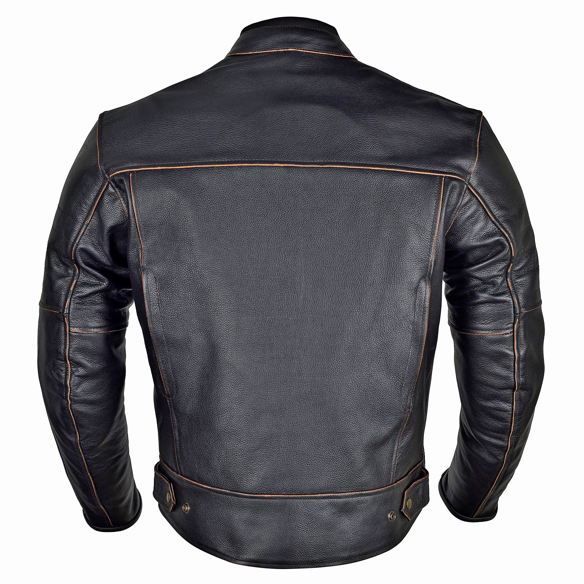 mens leather motorcycle jacket with armor