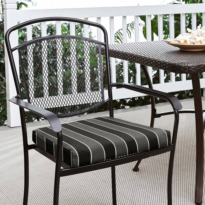 Sorra Home Sunbrella Outdoor Chair Cushion - Sunbrella - Peyton Granite - 19 in W x 19 in D x 2.5 in H