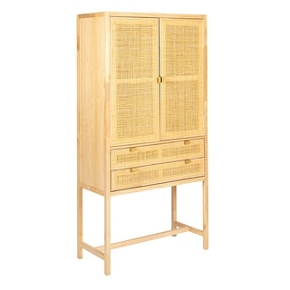 Woven Cane and Wood Cabinet - 33.5"L x 15.7"W x 66.9"H - Bed Bath & Beyond - 39753782