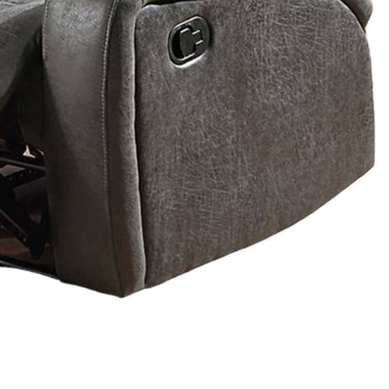 Charles Manual Recliner Chair, Smoke Gray Faux Leather, Solid Wood