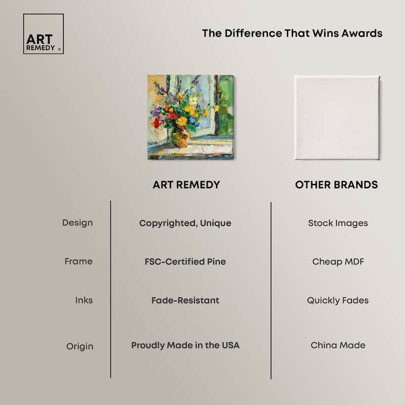 Art Remedy Vase By The Window Gallery Wrapped Impressionism 1 Piece Canvas Wall Art /Monet And Van Gogh Inspired Art