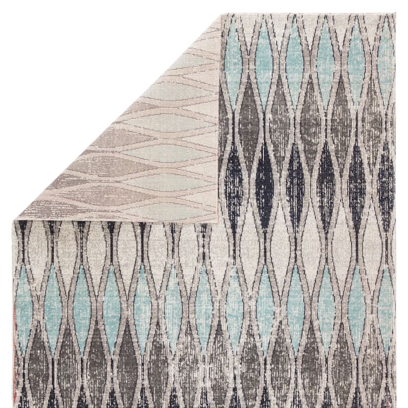 Hertford Grey/ Blue Geometric Marquis Trellis Indoor/ Outdoor Area Rug