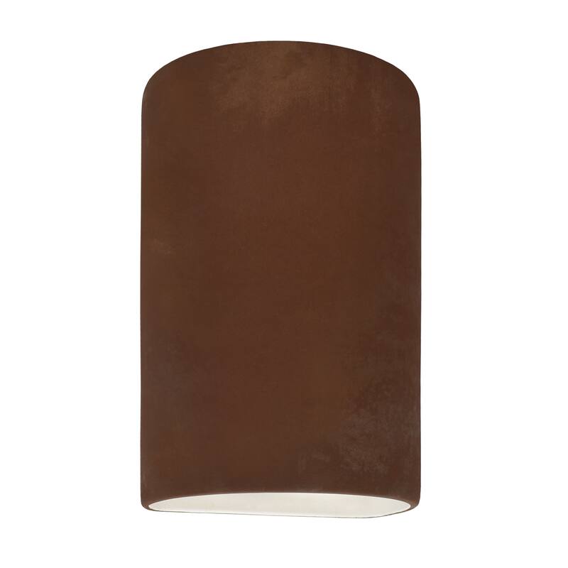 Justice Design Ambiance - Small Cylinder Wall Sconce - Closed Top - Replaceable Bulb - Real Rust