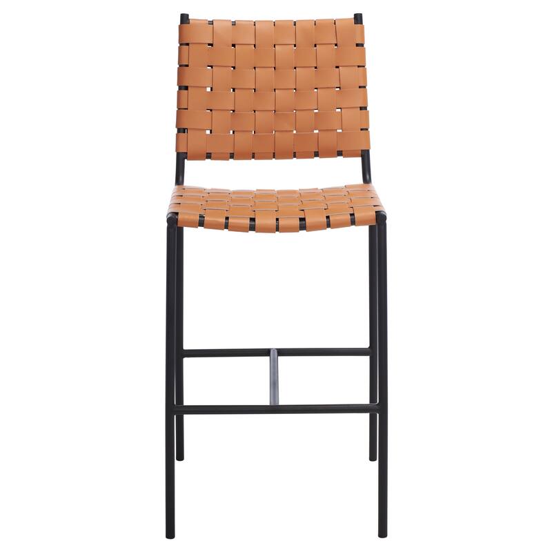 SAFAVIEH Tapati Woven Counter Stool - 20" W x 22" D x 40" H - 18Wx22Dx40H - Cognac/Black
