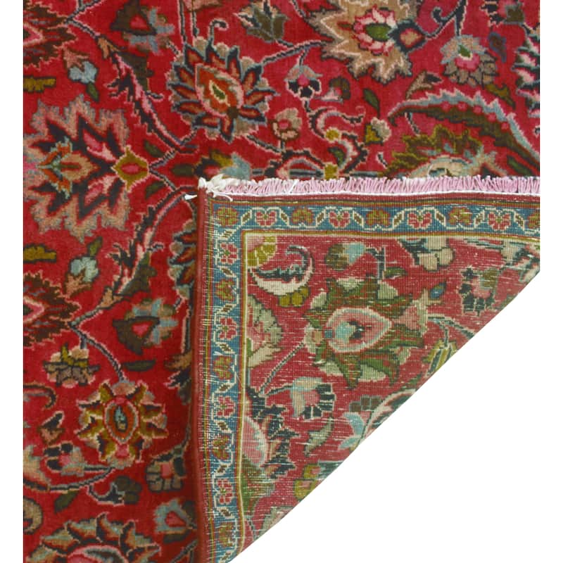 Fine Vintage Distressed Yasmin Red/Navy Runner - 3'4" x 9'2"