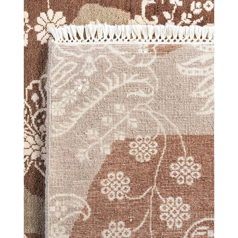 Ikat One-of-a-Kind Hand-Knotted Area Rug - Brown, 8' 2" x 10' 4" - 8' 2" x 10' 4"
