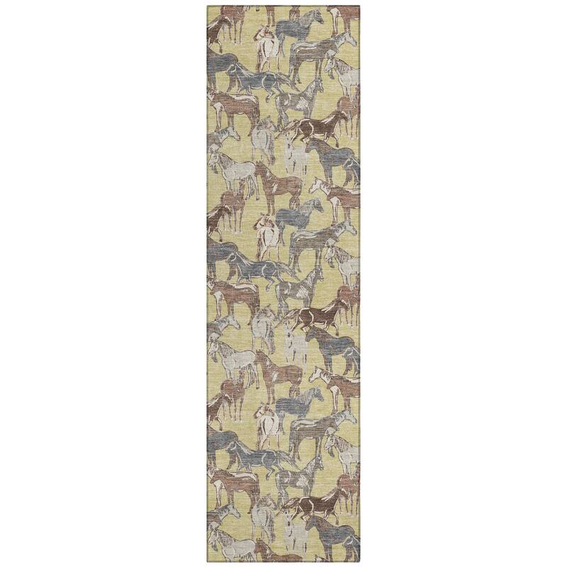 Machine Washable Indoor/ Outdoor Horse Herd Chantille Rug