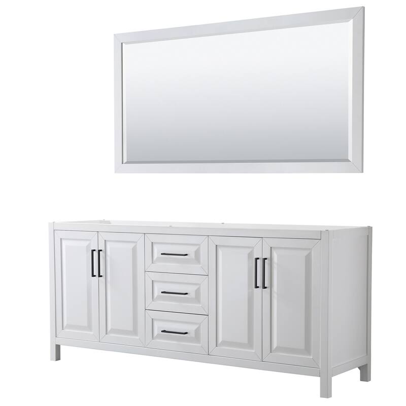 Wyndham Collection Daria 79" Double Free Standing Vanity Cabinet - - White / Matte Black Hardware