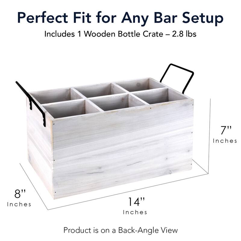 American Art Decor The Bourbon Bar Wood Crate Bottle Holder with Metal Handles - 7" H x 14" L x 8" D