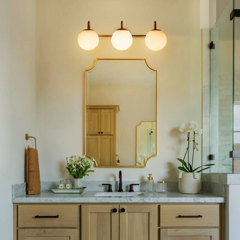 3/4-Light Dimmable Modern Bathroom Light Fixture with Frosted Glass