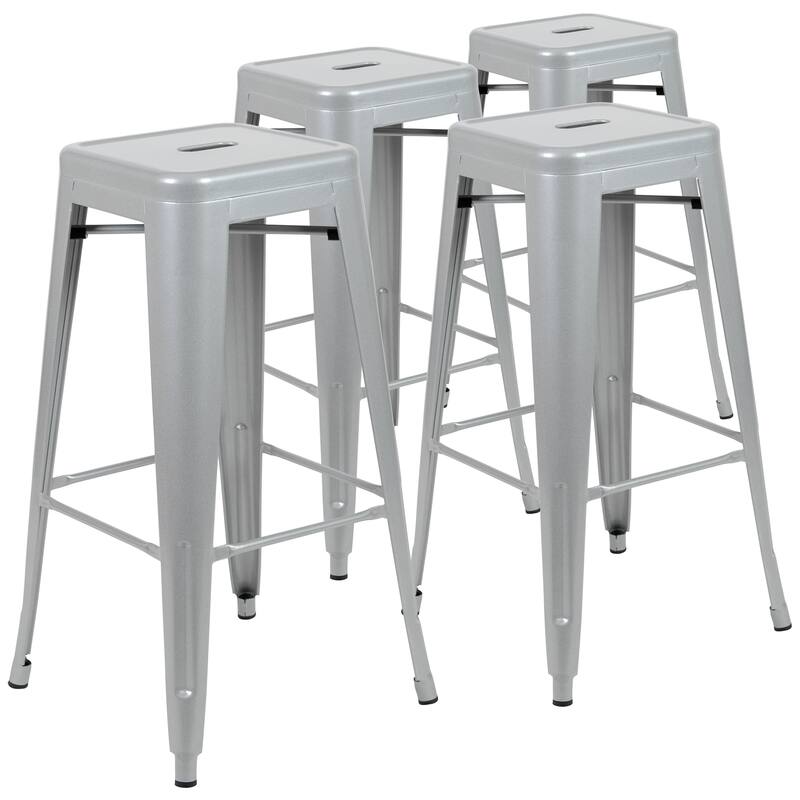 Metal 30-inch High Indoor Stackable Bar Stool (Set of 4)