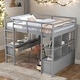 preview thumbnail 2 of 10, Full Loft Bed with Desk and Storage
