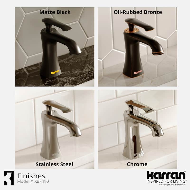 Karran Woodburn Single Hole Single Handle Bathroom Faucet with Matching Pop-Up Drain