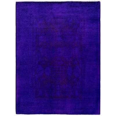 Overdyed One-of-a-Kind Hand-Knotted Area Rug - Purple - 4' 3" x 5' 7"