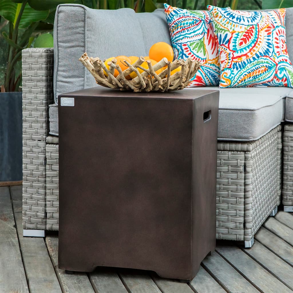 COSIEST Concrete Outdoor Propane Tank Cover Table