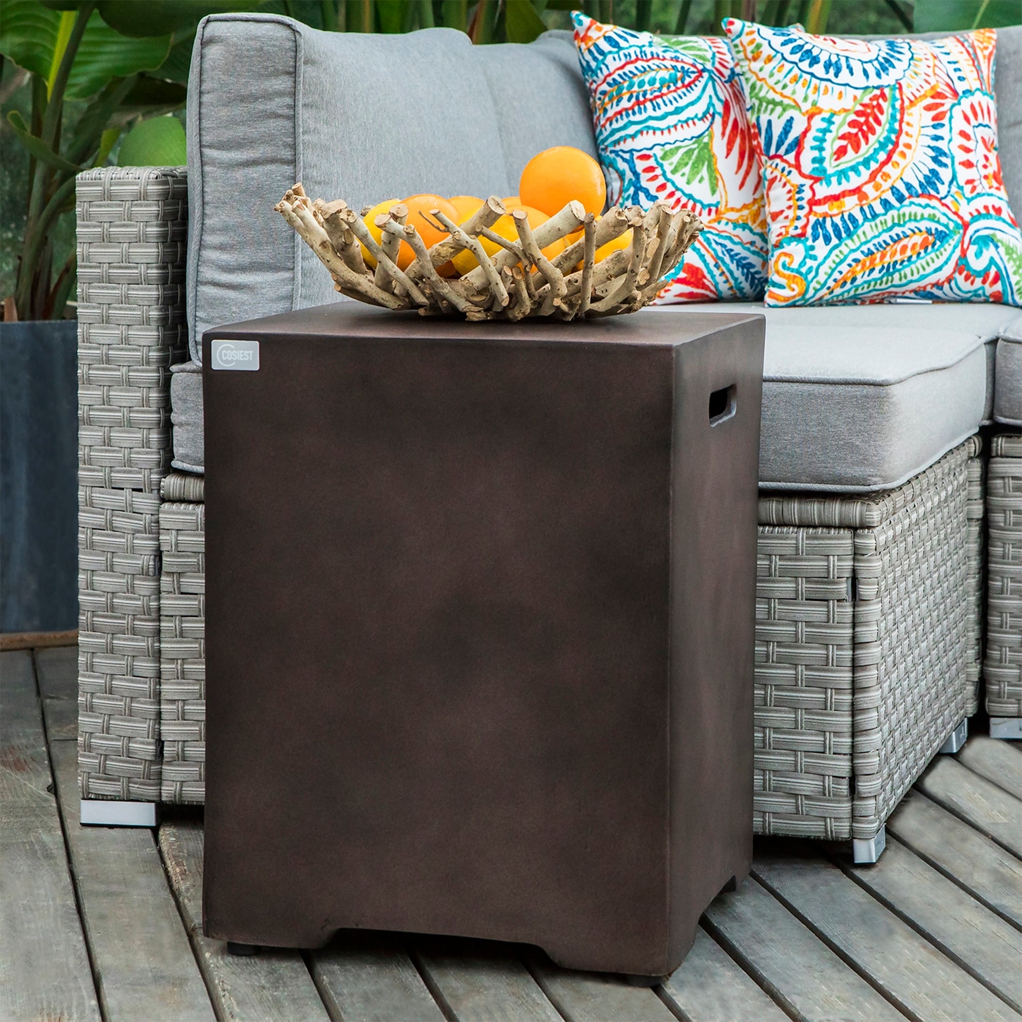 COSIEST Concrete Outdoor Propane Tank Cover Table