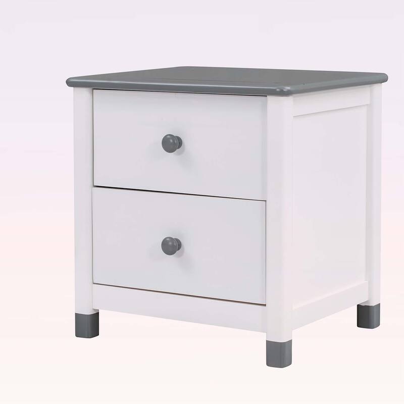Cute and Sturdy Wooden Nightstand with Two Drawers
