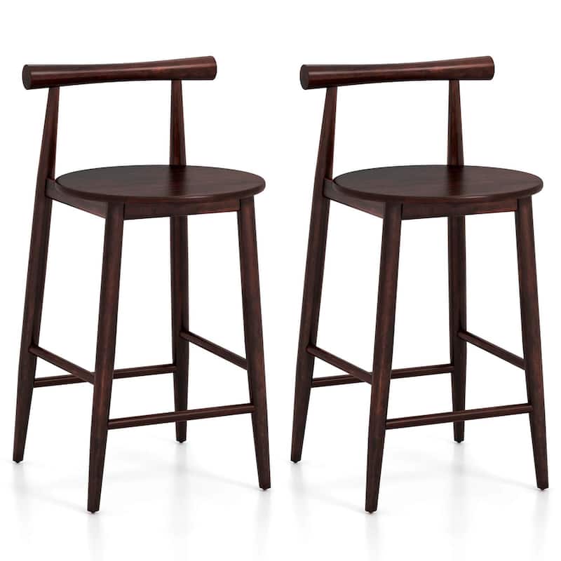 Costway Bar Chair Counter Height Stools Set of 2/4 with Acacia Wood - 2 PCS - Set of 2