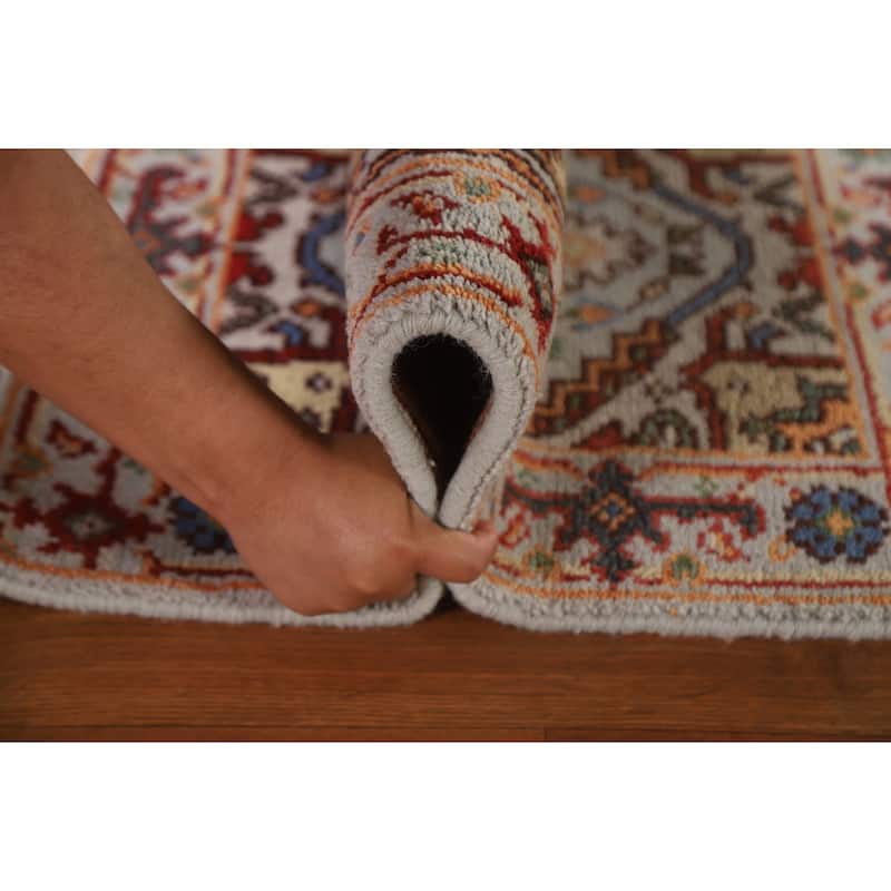 Light Blue Heriz Serapi Oriental Area Rug Handmade Wool Carpet - 2'0"x 3'0"